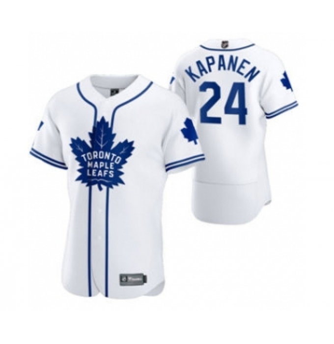 Men's Toronto Maple Leafs #24 Kasperi Kapanen 2020 Hockey x Baseball Crossover Edition Jersey White