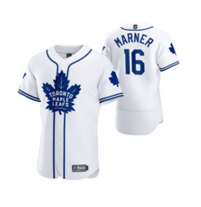 Men's Toronto Maple Leafs #16 Mitchell Marner 2020 Hockey x Baseball Crossover Edition Jersey White