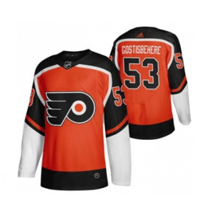 Men's Philadelphia Flyers #53 Shayne Gostisbehere Orange 2020-21 Reverse Retro Alternate Hockey Jersey