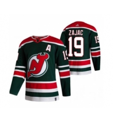 Men's New Jersey Devils #19 Travis Zajac Green 2020-21 Reverse Retro Alternate Hockey Jersey