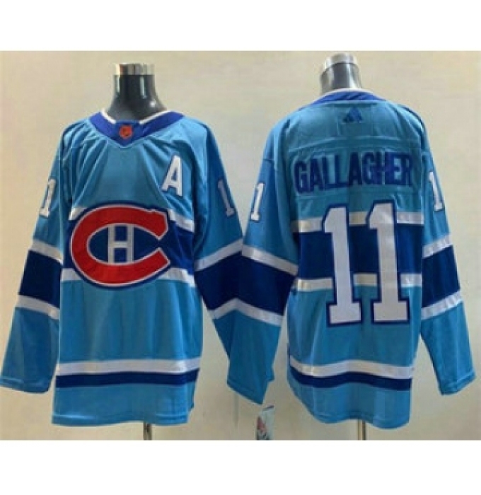 Men's Montreal Canadiens #11 Brendan Gallagher Blue 2022 Reverse Retro Stitched Jersey