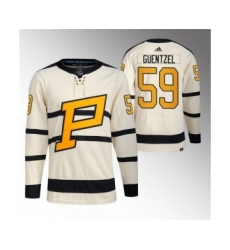 Men's Pittsburgh Penguins #59 Jake Guentzel Cream 2023 Winter Classic Stitched Jersey