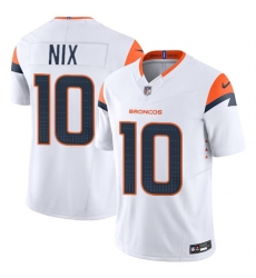 Men's Denver Broncos #10 Bo Nix White 2024 Draft F.U.S.E. Vapor Limited Football Stitched Jersey