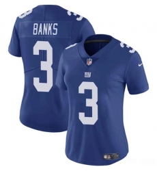 Women's New York Giants #3 Deonte Banks Blue Vapor Stitched Jersey(Run Small)