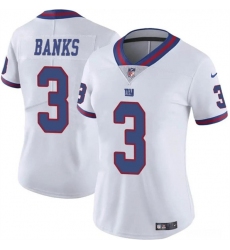 Women's New York Giants #3 Deonte Banks White Vapor Stitched Jersey(Run Small)