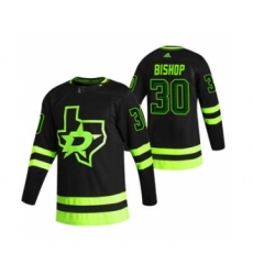 Men's Dallas Stars #30 Ben Bishop Black 2020-21 Reverse Retro Alternate Hockey Jersey