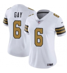 Women's New Orleans Saints #6 Willie Gay White Color Rush Football Stitched Game Jersey(Run Small)