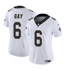Women's New Orleans Saints #6 Willie Gay White Vapor Football Stitched Game Jersey(Run Small)