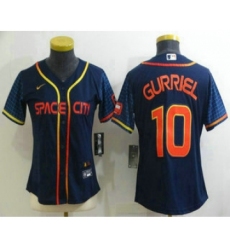 Women's Houston Astros #10 Yuli Gurriel 2022 Navy Blue City Connect Cool Base Stitched Jersey