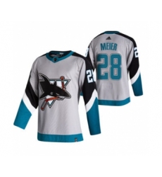 Men's San Jose Sharks #28 Timo Meier Grey 2020-21 Reverse Retro Alternate Hockey Jersey