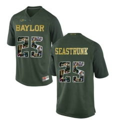 Baylor Bears #25 Lache Seastrunk Green With Portrait Print College Football Jersey