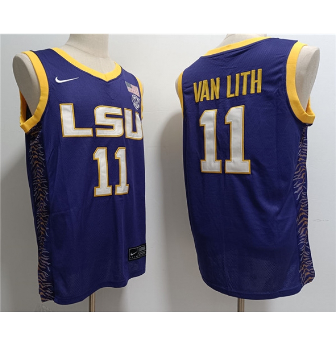 Men's LSU Tigers #11 Hailey Van Lith Purple Stitched Jersey