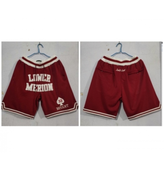 Lower Merion Aces 33 Kobe Bryant Red Just Don With Pocket High School Mesh Shorts