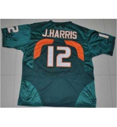 Hurricanes #12 Jacory Harris Green Embroidered NCAA Jerseys