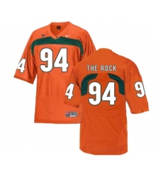 Miami Hurricanes 94 The Rock Orange College Football Jersey
