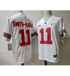 Ohio State Buckeyes #11 Smith-Njigba White Scarlet NCAA Football Jersey