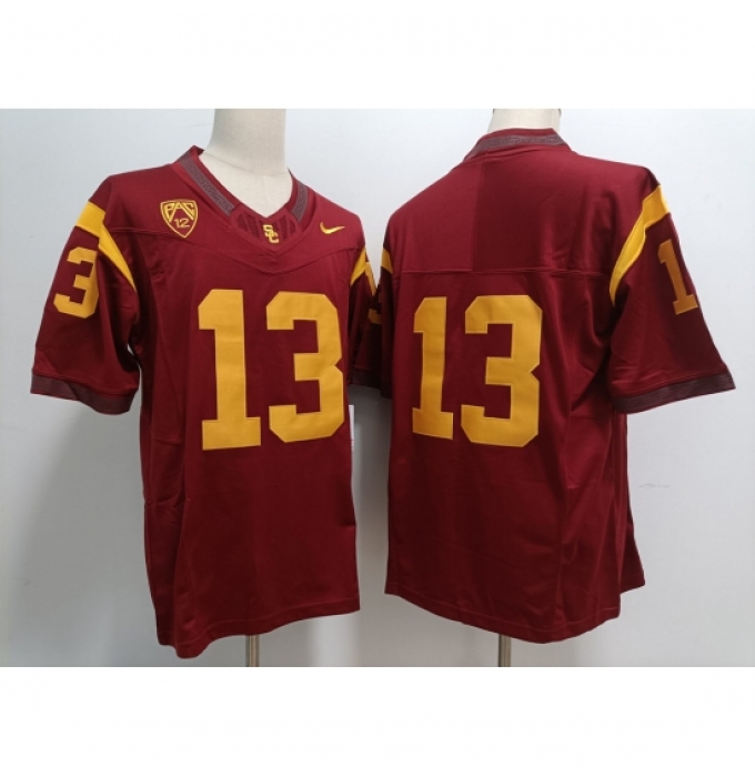 Men's Nike USC Trojans Caleb Williams #13 2023 F U S E Stitched Red Football Jersey