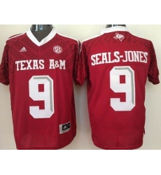 Texas A&M Aggies #9 Ricky Seals-Jones Red New SEC Patch Stitched NCAA Jersey