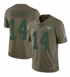 Men's Nike New York Jets #14 Sam Darnold Limited Olive 2017 Salute to Service NFL Jersey