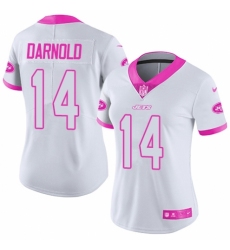Women's Nike New York Jets #14 Sam Darnold Limited White/Pink Rush Fashion NFL Jersey