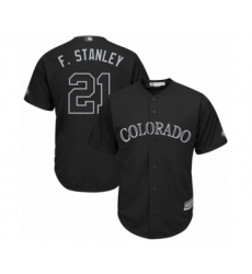 Men's Colorado Rockies #21 Kyle Freeland  F. Stanley  Authentic Black 2019 Players Weekend Baseball Jersey