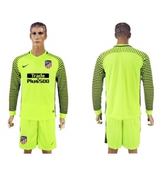 Atletico Madrid Blank Shiny Green Goalkeeper Long Sleeves Soccer Club Jersey1
