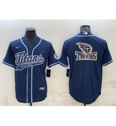 Men's Tennessee Titans Navy Blue Team Big Logo With Patch Cool Base Stitched Baseball Jersey