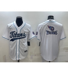 Men's Tennessee Titans White Team Big Logo With Patch Cool Base Stitched Baseball Jersey