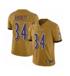 Youth Baltimore Ravens #34 Anthony Averett Limited Gold Inverted Legend Football Jersey