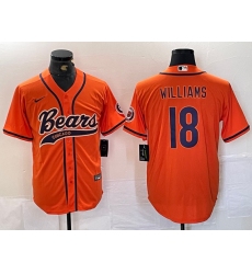 Men's Chicago Bears #18 Caleb Williams Orange With Cool Base Stitched Baseball Jersey