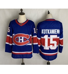 Men's Montreal Canadiens #15 Jesperi Kotkaniemi Authentic Blue Away Fanatics Jersey