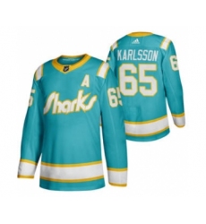 Men's San Jose Sharks #65 Erik Karlsson 2020 Throwback Authentic Player Hockey Jersey