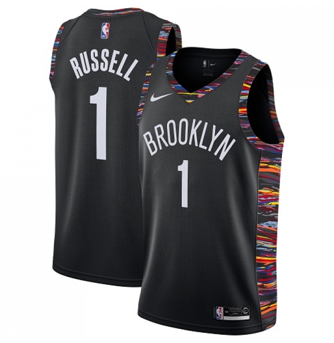 Men's Nike Brooklyn Nets #1 D'Angelo Russell Swingman Black NBA Jersey - 2018 19 City Edition