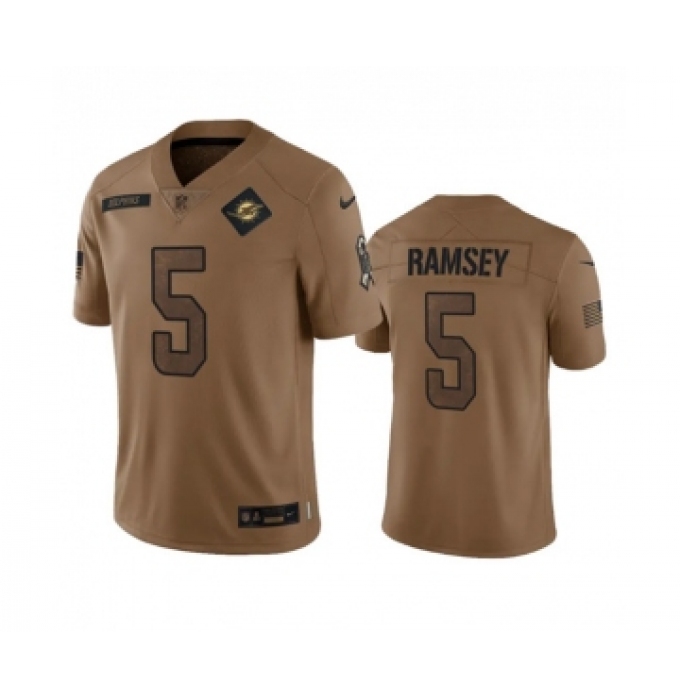 Men's Nike Miami Dolphins #5 Jalen Ramsey 2023 Brown Salute To Service Limited Football Stitched Jersey
