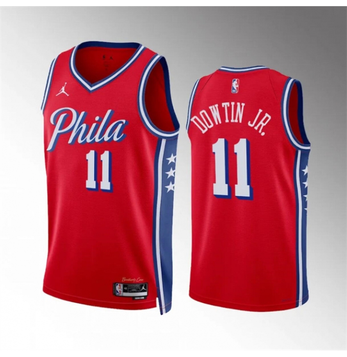 Men's Philadelphia 76ers #11 Jeff Dowtin Jr Red Statement Edition Stitched Jersey