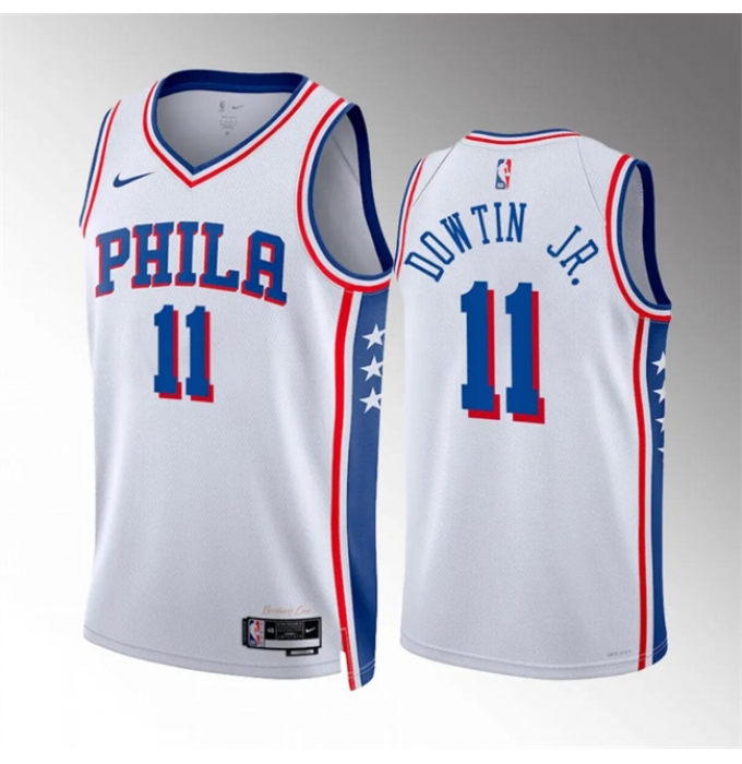 Men's Philadelphia 76ers #11 Jeff Dowtin Jr White Association Edition Stitched Jersey