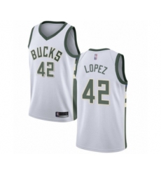 Men's Milwaukee Bucks #42 Robin Lopez Authentic White Basketball Jersey - Association Edition