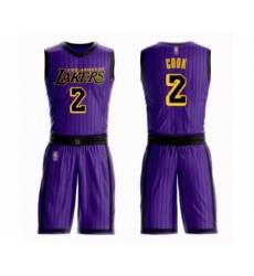 Men's Los Angeles Lakers #2 Quinn Cook Swingman Purple Basketball Suit Jersey - City Edition