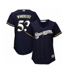 Women's Milwaukee Brewers #53 Brandon Woodruff Authentic Navy Blue Alternate Cool Base Baseball Jersey