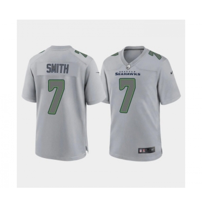 Men's Seattle Seahawks #7 Geno Smith Gray Atmosphere Fashion Stitched Game Jersey