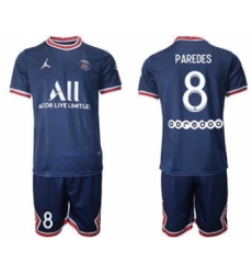 Men's Paris Saint-Germain #8 Paredes 2021-22 Blue Soccer Jersey