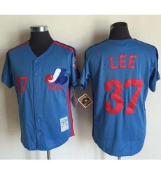 Mitchell And Ness Montreal Expos #37 Bill Lee Blue Throwback Stitched Baseball Jersey