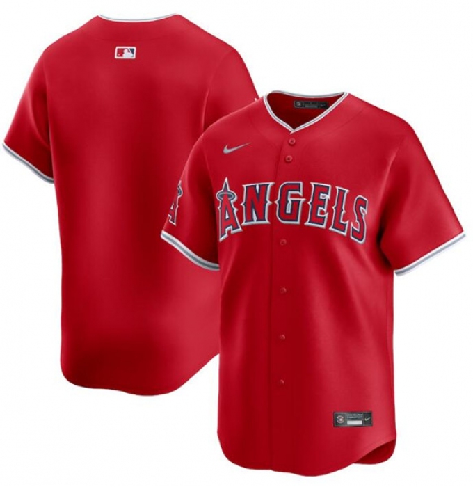 Men's Los Angeles Angels Blank Red Alternate Limited Baseball Stitched Jersey