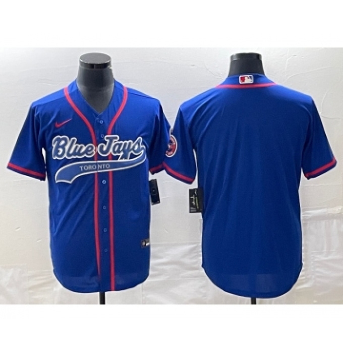 Men's Toronto Blue Jays Blank Blue Cool Base Stitched Baseball Jersey