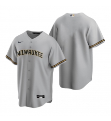 Men's Nike Milwaukee Brewers Blank Gray Road Stitched Baseball Jersey