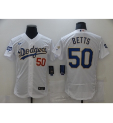 Men's Nike Los Angeles Dodgers #50 Mookie Betts White Champions Authentic Jersey