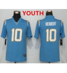 Youth Los Angeles Chargers #10 Justin Herbert Light Blue 2020 NEW Vapor Untouchable Stitched NFL Nike Limited Jersey