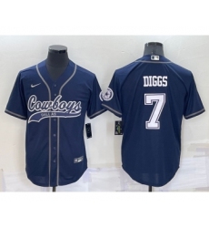 Men's Dallas Cowboys #7 Trevon Diggs Navy Blue Stitched Cool Base Nike Baseball Jersey