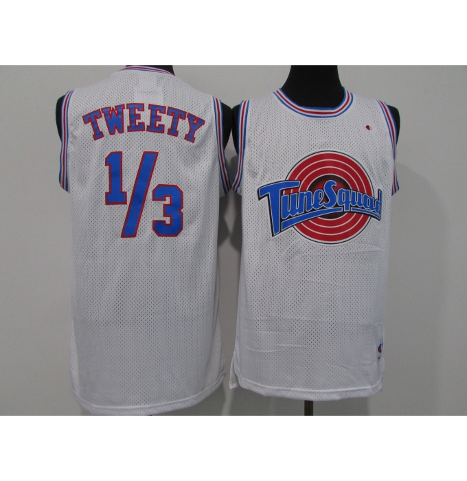 Men's Space Jam Tune Squad 13 Tweety White Stitched Basketball Jersey