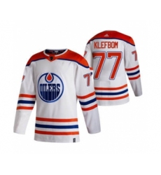 Men's Edmonton Oilers #77 Oscar Klefblom White 2020-21 Reverse Retro Alternate Hockey Jersey